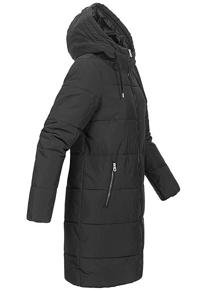 ONLY Dames Gewatteerde winterjas met kap en 2 zakken zwart