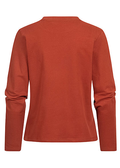 Tom Tailor Damen Longsleeve Pullover mit seitl. Schlitzen rost braun