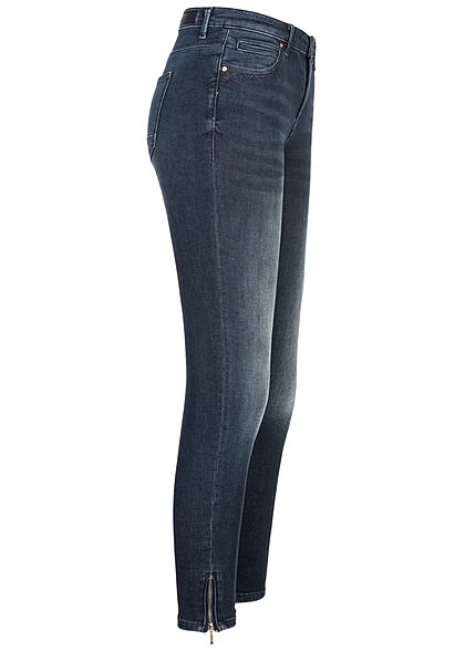 ONLY Damen NOOS Ankle Skinny Jeans Hose 5-Pockets Zipper am Beinabschluss dunkel blau den