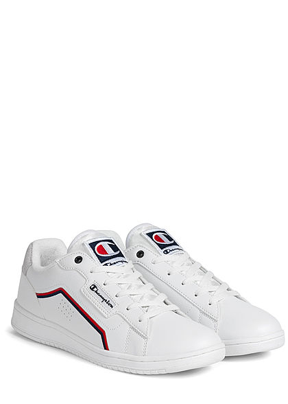 Champion Herren Schuh Low Cut Sneaker mit Logo Patch zum schnüren weiss