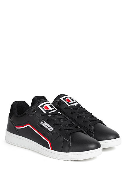 Champion Herren Schuh Low Cut Sneaker mit Logo Patch zum schnüren schwarz