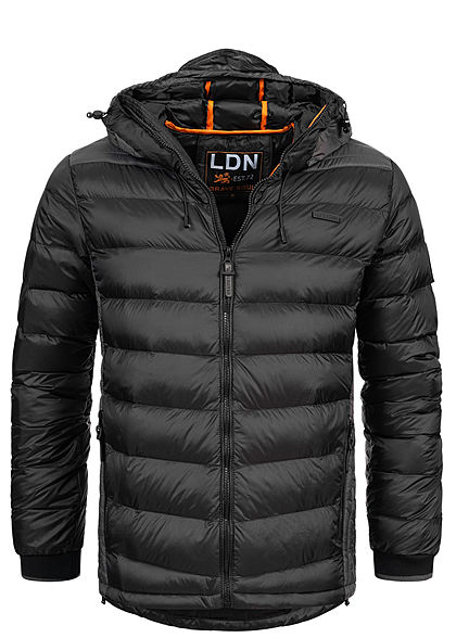 Brave Soul Herren Nylon Steppjacke Kapuze 2-Pockets unicolor dunkelgrau schwarz - Art.-Nr.: 20104955