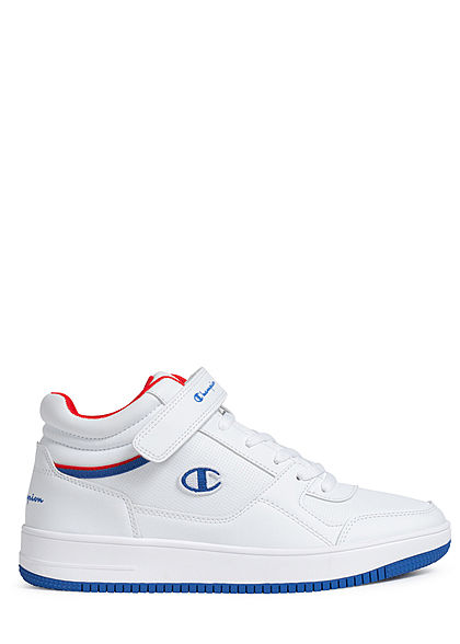 Champion Herren Schuh Mid Cut Colorblock Sneaker mit Logo Patch & Schnalle weiss