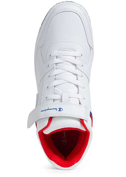 Champion Herren Schuh Mid Cut Colorblock Sneaker mit Logo Patch & Schnalle weiss