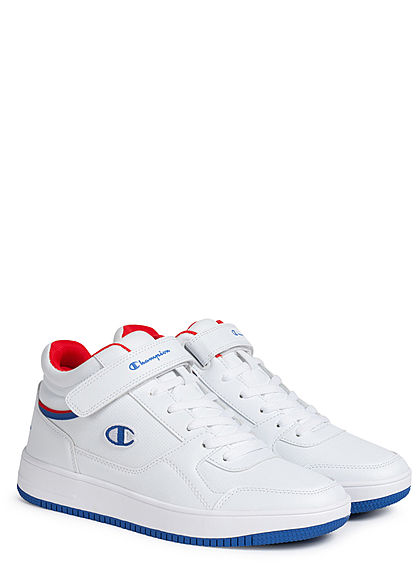 Champion Herren Schuh Mid Cut Colorblock Sneaker mit Logo Patch & Schnalle weiss