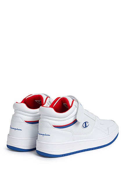 Champion Herren Schuh Mid Cut Colorblock Sneaker mit Logo Patch & Schnalle weiss