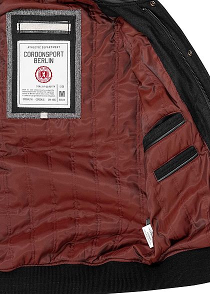 Cordon Sport Berlin Herren Lederjacke Materialmix Logo Patch 2-Pockets schwarz weiss