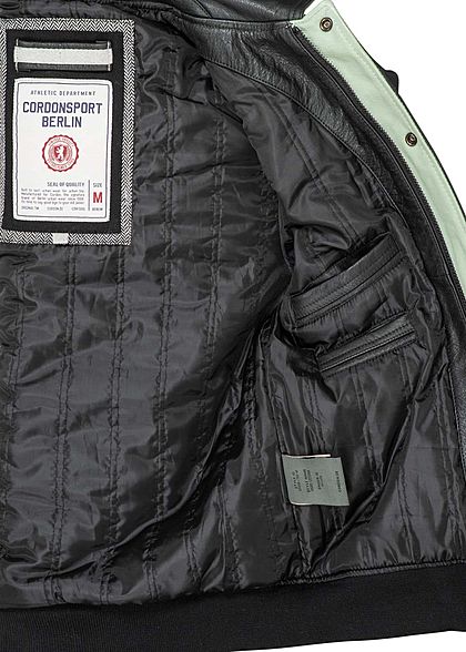 Cordon Sport Berlin Herren Lederjacke Logo Patch vorne & hinten 2-Pockets schwarz weiss