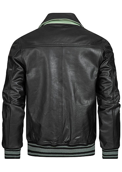 Cordon Sport Berlin Herren Lederjacke Logo Patch vorne 2-Pockets schwarz