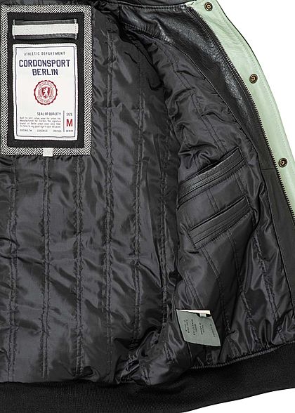 Cordon Sport Berlin Herren Lederjacke Logo Patch vorne 2-Pockets schwarz