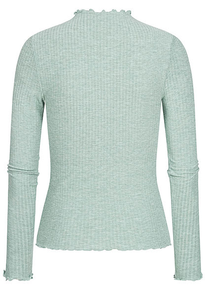 ONLY Damen NOOS Ribbed Frill Longsleeve Pullover chinois grün melange