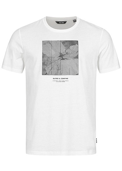 ONLY & SONS Herren T-Shirt Oltre IL Frontprint Slim Fit cloud dancer weiss schwarz