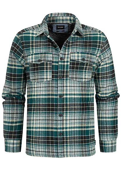 ONLY & SONS Herren Flanell Hemd Jacke Karo Muster 4-Pockets sea moss grün