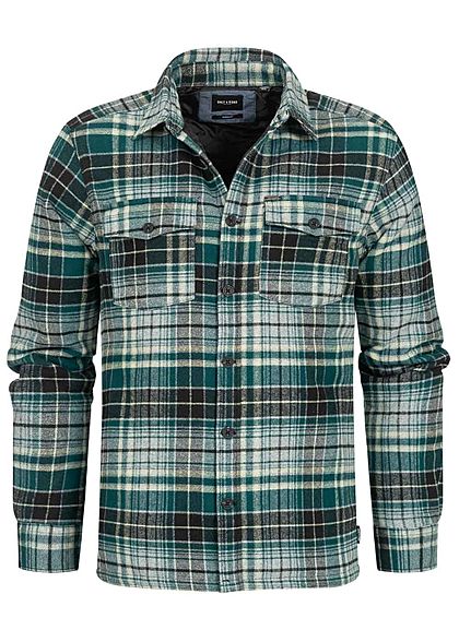 ONLY & SONS Herren Flanell Hemd Jacke Karo Muster 4-Pockets sea moss grn