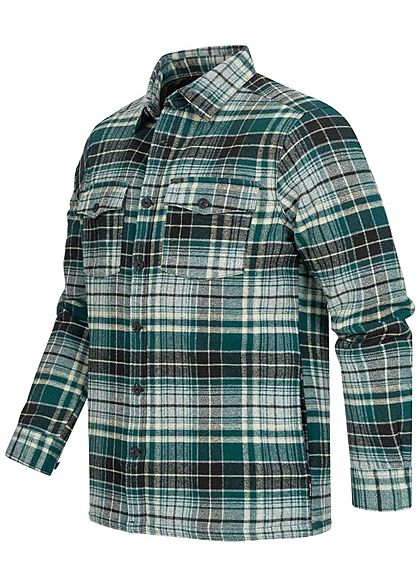 ONLY & SONS Herren Flanell Hemd Jacke Karo Muster 4-Pockets sea moss grn