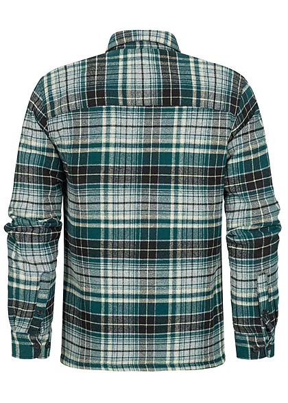 ONLY & SONS Herren Flanell Hemd Jacke Karo Muster 4-Pockets sea moss grün