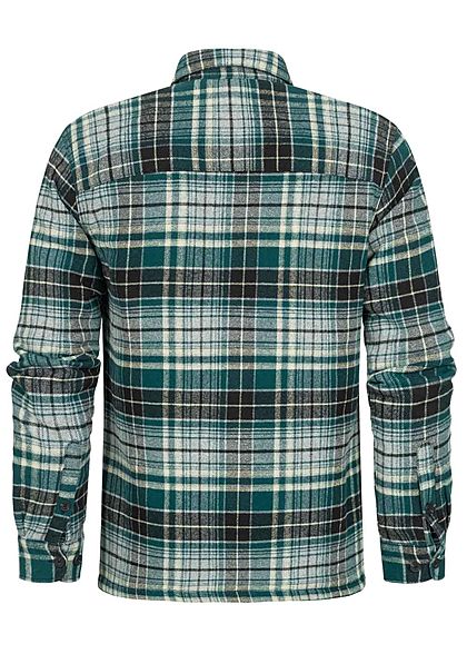 ONLY & SONS Herren Flanell Hemd Jacke Karo Muster 4-Pockets sea moss grn