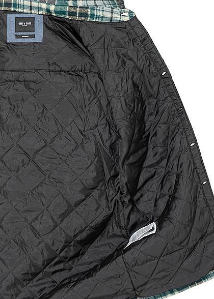 ONLY & SONS Herren Flanell Hemd Jacke Karo Muster 4-Pockets sea moss grün