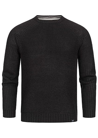 ONLY & SONS Herren Struktur Strickpullover Sweater mit Rippbündchen schwarz
