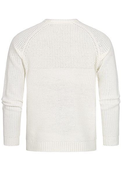 ONLY & SONS Herren Struktur Strickpullover Sweater mit Rippbündchen cloud d. weiss