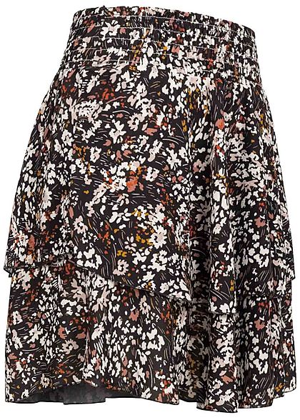 Styleboom Fashion Dames Minirok bloemenprint zwart multi color