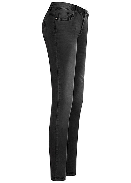 Seventyseven Lifestyle Damen Skinny Jeans Hose 5-Pockets Low Waist schwarz denim