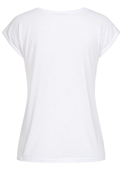 Seventyseven Lifestyle Damen Kurzarm T-Shirt Glitzer Herz Pailletten weiss kupfer