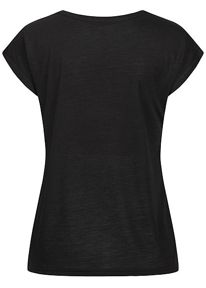 Seventyseven Lifestyle Damen Kurzarm T-Shirt Glitzer Herz Pailletten schwarz kupfer
