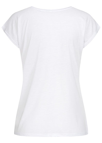 Seventyseven Lifestyle Damen Kurzarm T-Shirt Love Mickey Print weiss