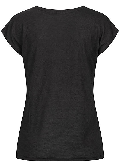 Seventyseven Lifestyle Damen Kurzarm T-Shirt Love Mickey Print schwarz