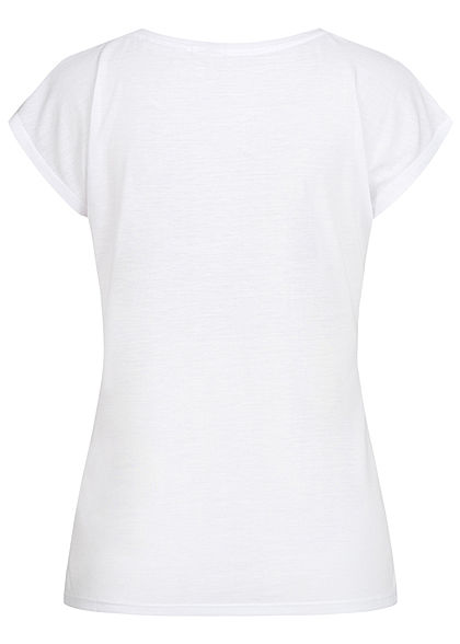 Seventyseven Lifestyle Damen Kurzarm T-Shirt Love Mickey Pailletten weiss kupfer