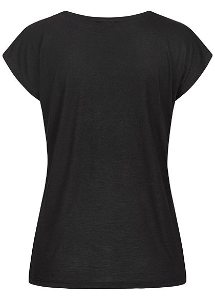 Seventyseven Lifestyle Damen Kurzarm T-Shirt Love Mickey Pailletten schwarz kupfer