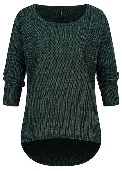 ONLY Damen NOOS 3/4-Arm Struktur Shirt Vokuhila pine grove dunkel grün