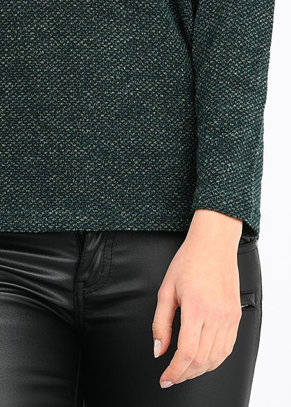 ONLY Damen NOOS 3/4-Arm Struktur Shirt Vokuhila pine grove dunkel grün