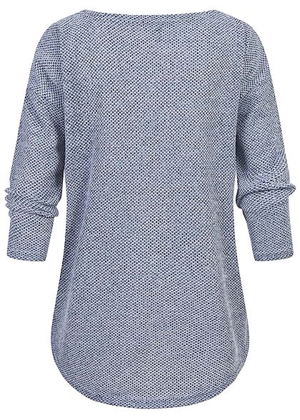 ONLY Damen NOOS 3/4-Arm Struktur Shirt Vokuhila fog hell blau melange
