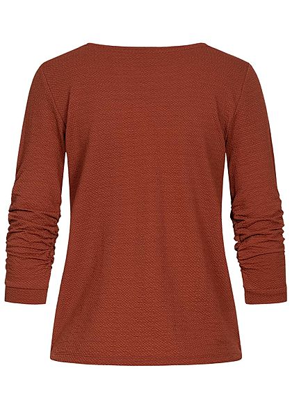 Tom Tailor Damen 3/4 Arm Struktur Pullover rust orange braun