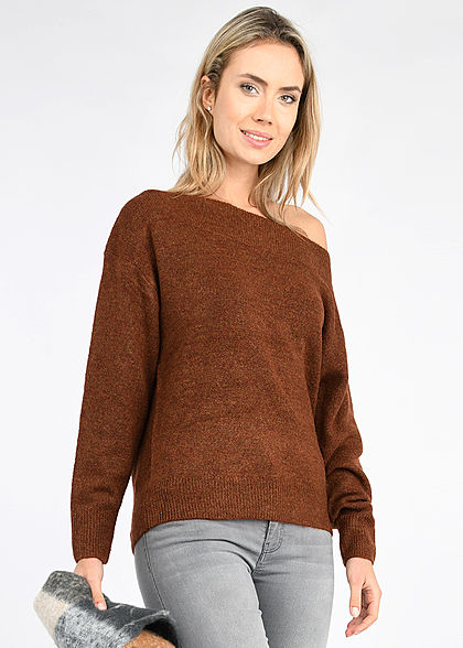Tom Tailor Damen Off-Shoulder Carmen Strickpullover Sweater rust orange rost braun - Art.-Nr.: 20110030