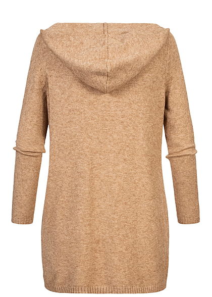 ONLY Damen NOOS Melange Strickcardigan Kapuze 2-Pocket Style toasted coconut braun