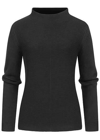 Tom Tailor Damen High-Neck Struktur Pullover Sweater schwarz - Art.-Nr.: 20110142