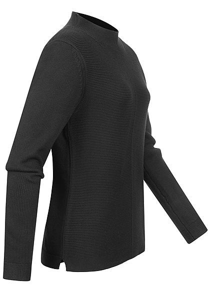 Tom Tailor Damen High-Neck Struktur Pullover Sweater schwarz