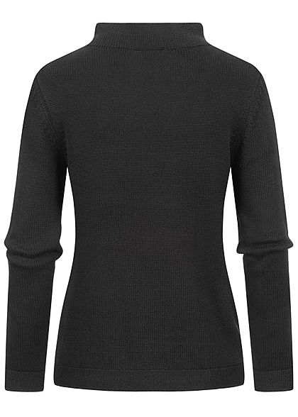 Tom Tailor Damen High-Neck Struktur Pullover Sweater schwarz