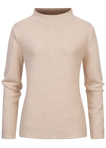Tom Tailor Damen High-Neck Struktur Pullover Sweater dessert sand beige - Art.-Nr.: 20110143
