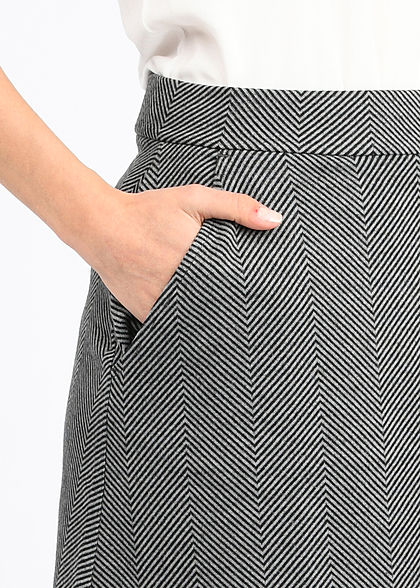 Tom Tailor Damen Rock Jaquard Muster 2-Pockets Zipper seiltich dunkel grau schwarz