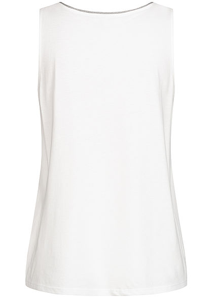 Tom Tailor Damen Blusen Top mit Lurex Saumkante Knopf vorne whisper weiss