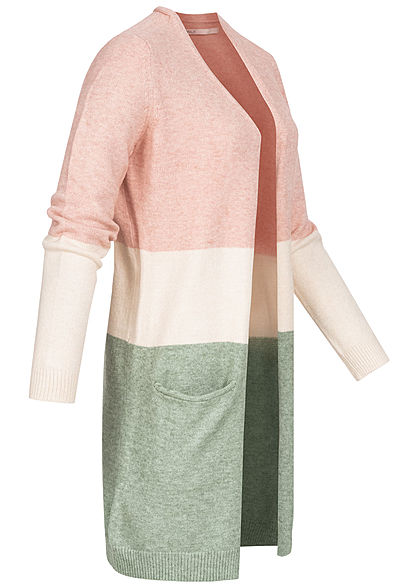 ONLY Damen NOOS Midi Colorblock Cardigan 2-Pockets smoke rosa beige grün