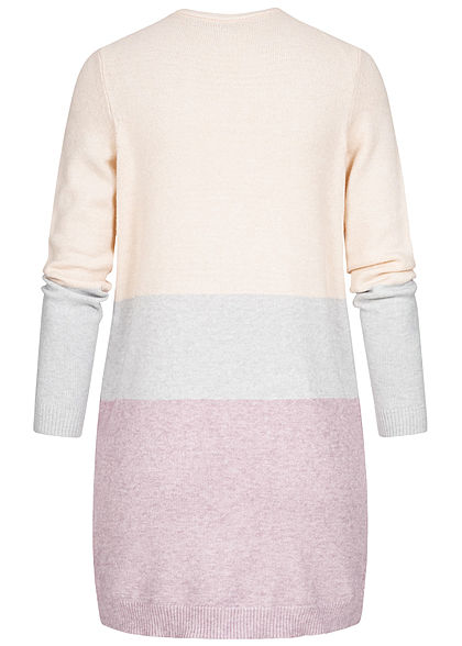 ONLY Damen NOOS Midi Colorblock Cardigan 2-Pockets ecru beige grün rosa
