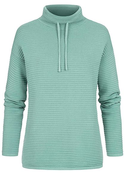 Tom Tailor Damen High-Neck Ottoman Strukturpullover Sweater salvia grün