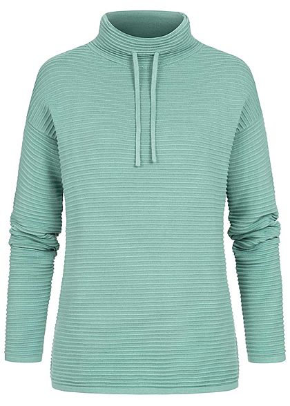 Tom Tailor Damen High-Neck Ottoman Strukturpullover Sweater salvia grn