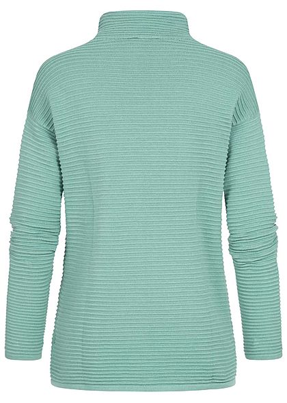 Tom Tailor Damen High-Neck Ottoman Strukturpullover Sweater salvia grün