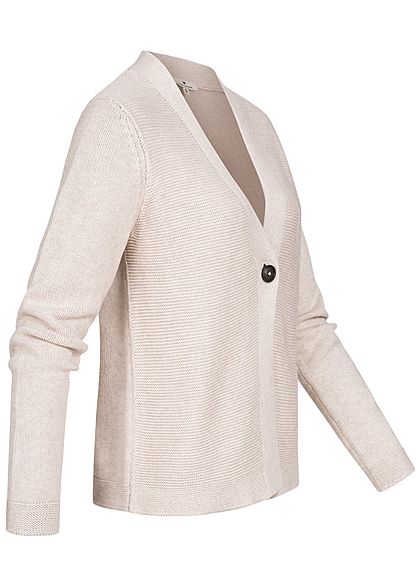 Tom Tailor Damen V-Neck Strickcardigan Knopfverschluss dessert sand beige melange